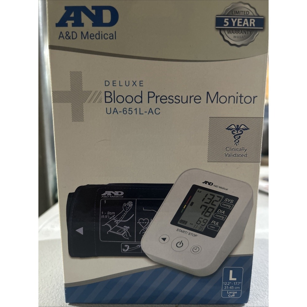 A&D Medical Blood Pressure Monitor Upper Arm UA-651L-AC LARGE 12.2"-17.7" NEW